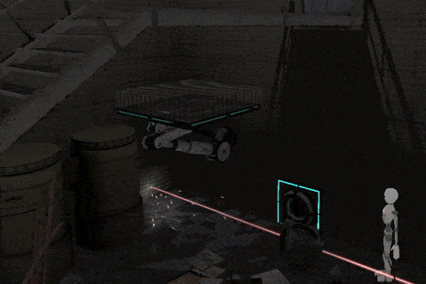 A prefaab of a laser/cube combo shooting a laser into a recepticle